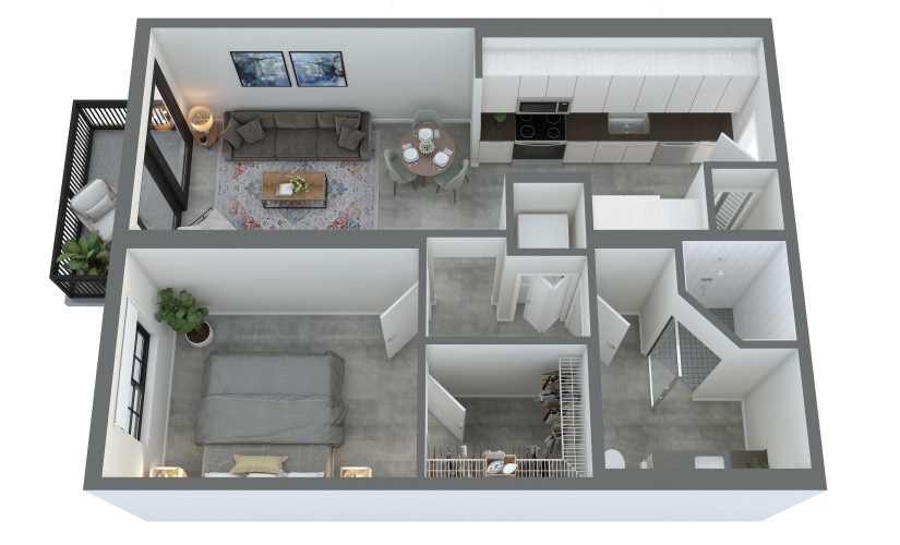 The Epic WFH - 1 bedroom floorplan layout with 1 bathroom and 592 square feet