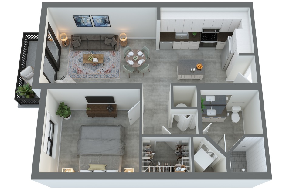 The Lyric - WFH - 1 bedroom floorplan layout with 1 bathroom and 703 square feet